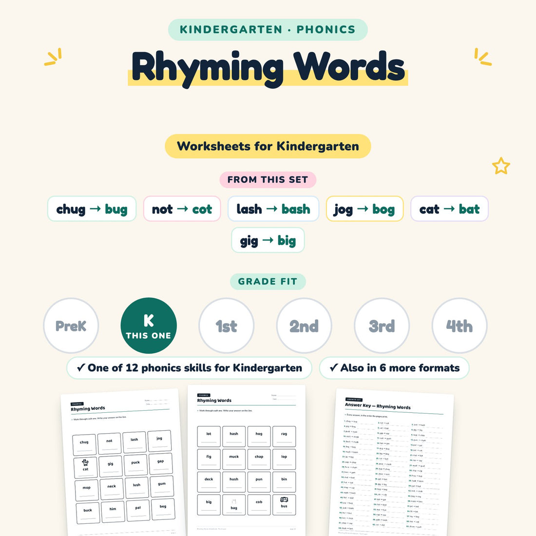 Rhyming Words: skill and grade fit