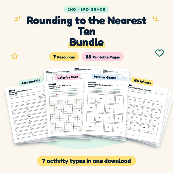 Rounding to the Nearest Ten Bundle | 2nd–3rd Grade Math — cover