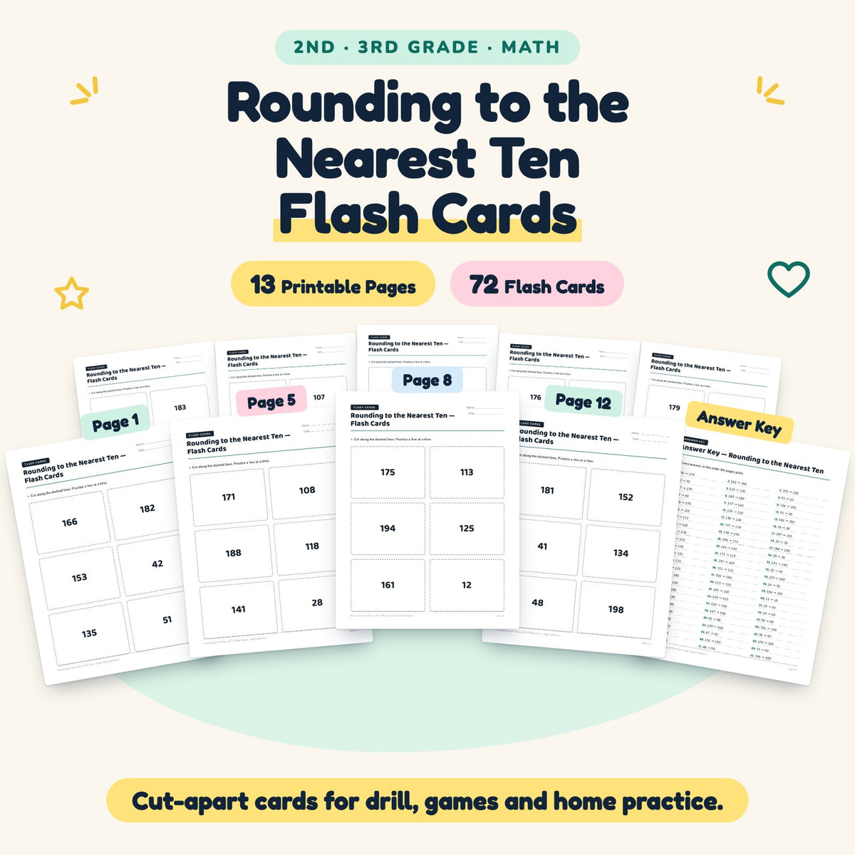 Rounding to the Nearest Ten Flash Cards | 2nd–3rd Grade Math — cover