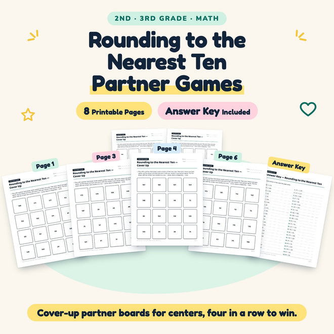 Rounding to the Nearest Ten Partner Games | 2nd–3rd Grade — cover