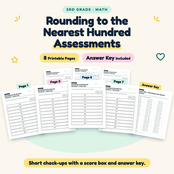 Rounding to the Nearest Hundred Assessments | 3rd Grade Math — cover