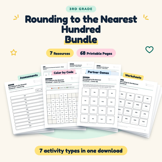 Rounding to the Nearest Hundred Bundle | 3rd Grade Math — cover