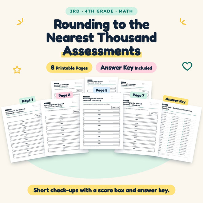 Rounding to the Nearest Thousand Assessments | 3rd–4th Grade — cover