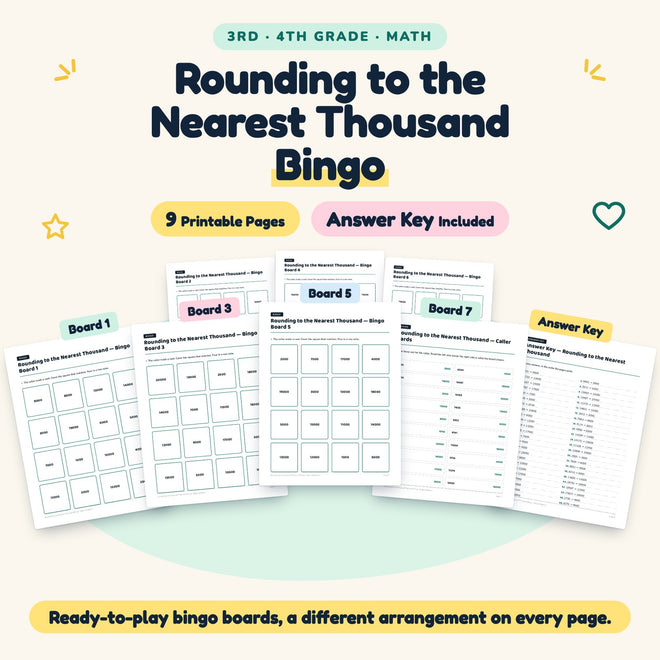 9 Rounding to the Nearest Thousand Bingo — cover