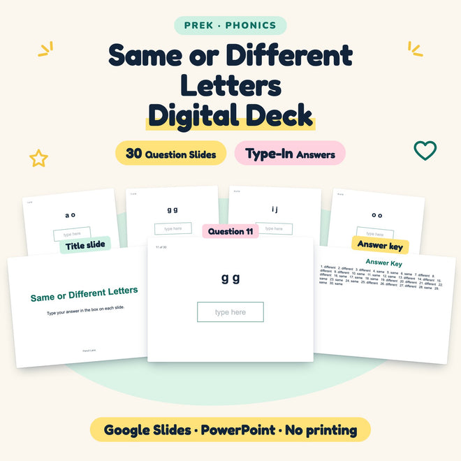 Same or Different Letters Digital Activity | Preschool — cover