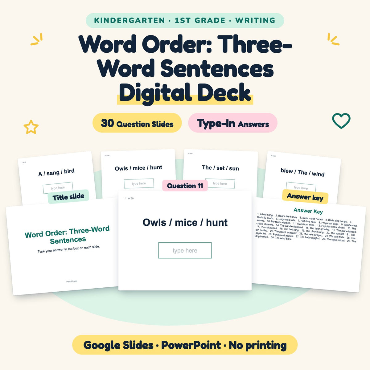 Word Order Digital Activity | Google Slides, K–1st Grade — cover