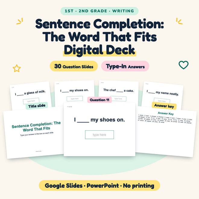 Sentence Completion Digital Activity | 1st–2nd Grade — cover