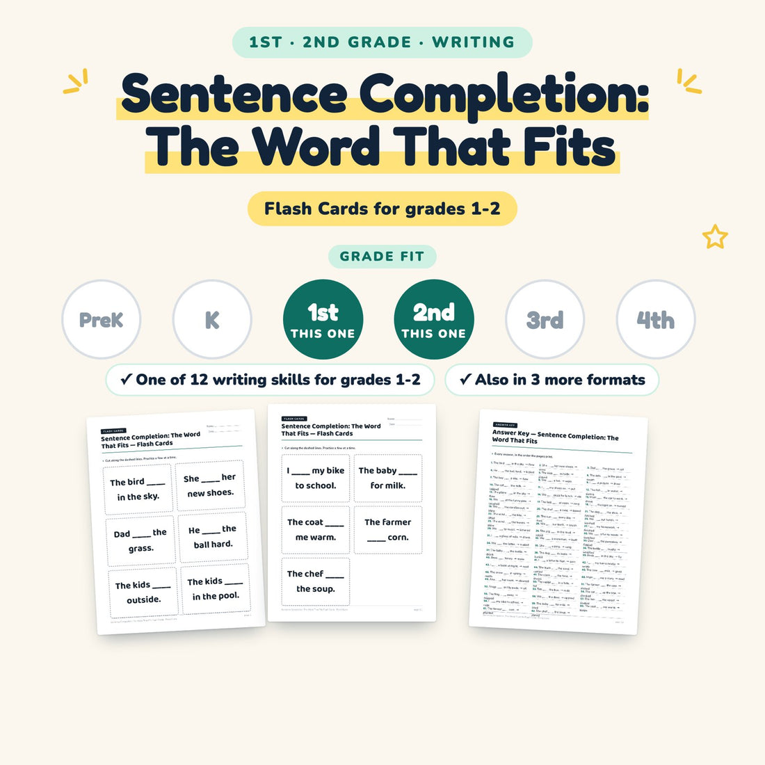 Sentence Completion: The Word That Fits: skill and grade fit