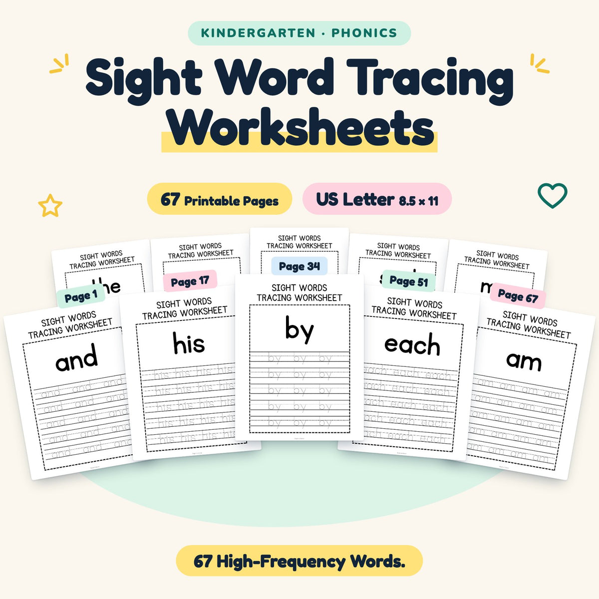 Sight Word Tracing Worksheets — cover