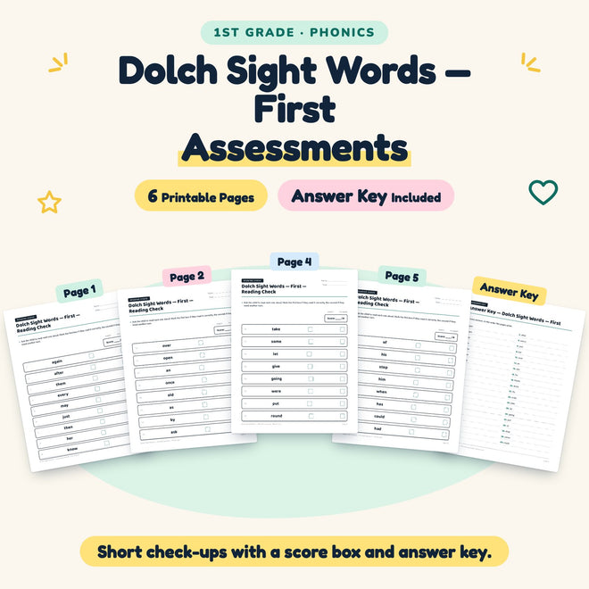 Dolch First Grade Sight Words Assessments | 1st Grade — cover