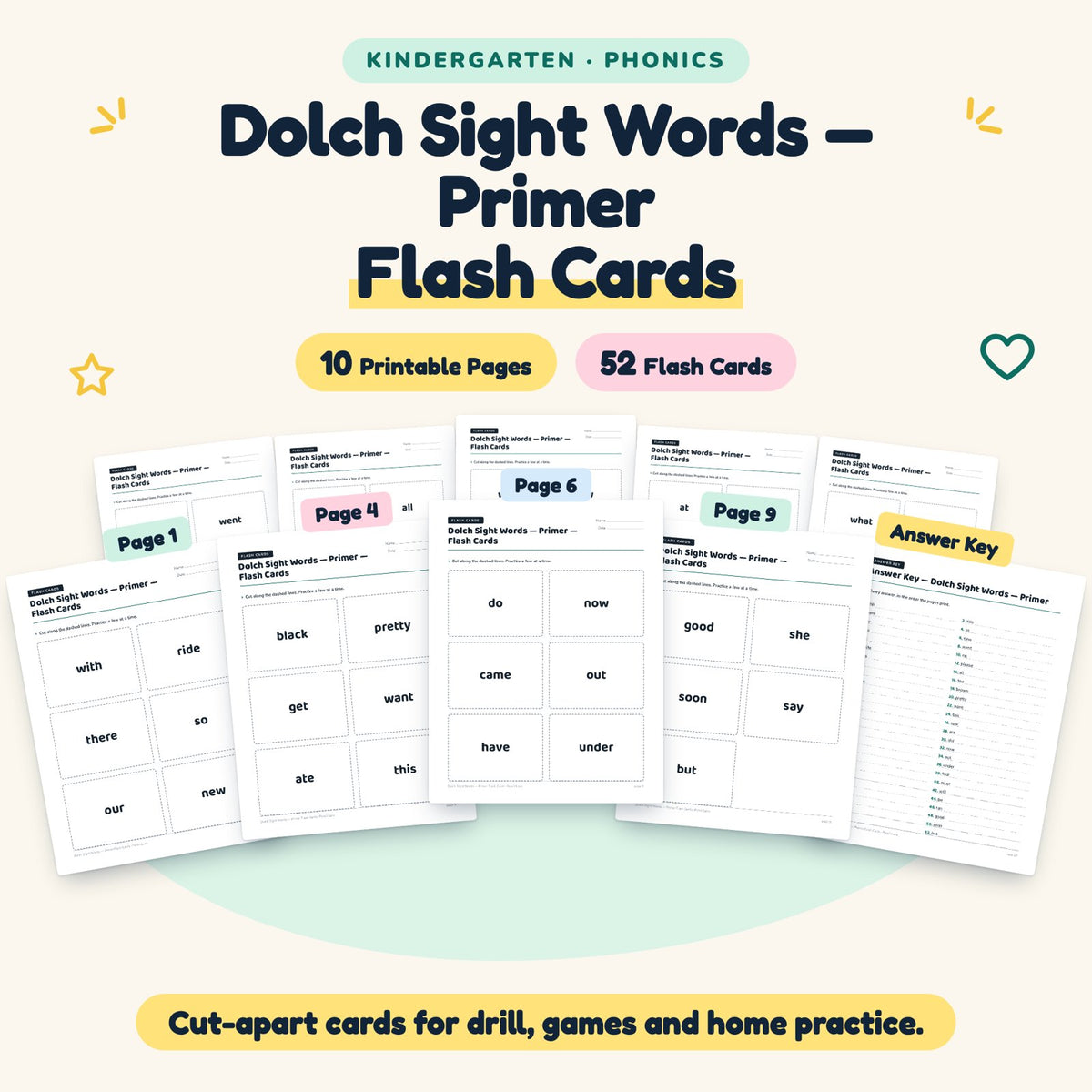 Dolch Primer Sight Words Flash Cards | Kindergarten Phonics — cover