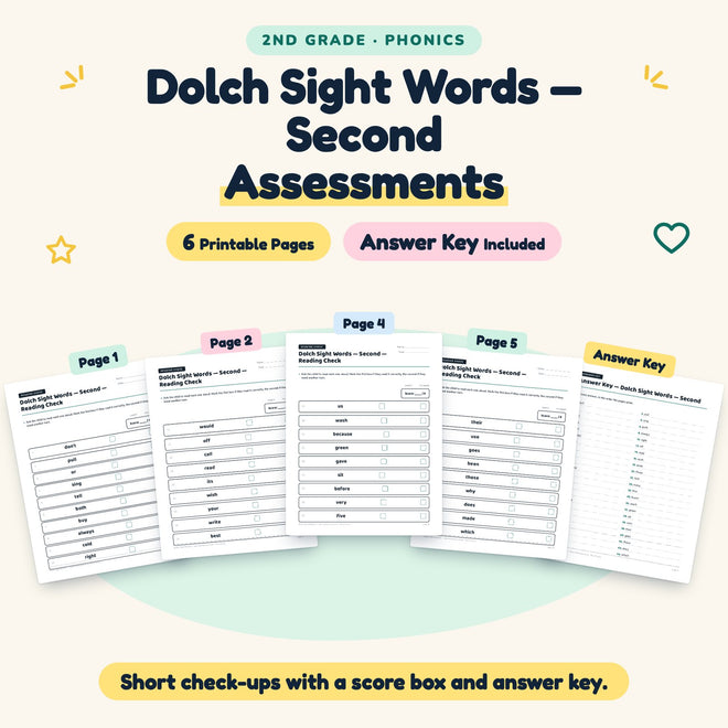 Dolch Second Grade Sight Words Assessments | 2nd Grade — cover