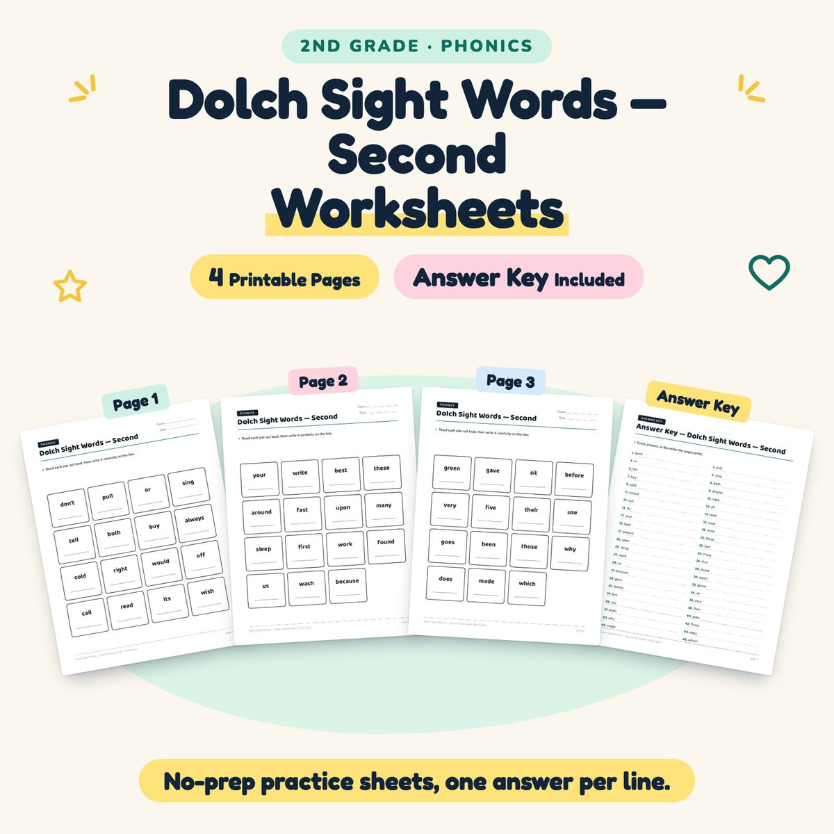 Dolch Second Grade Sight Words Worksheets | 2nd Grade — cover