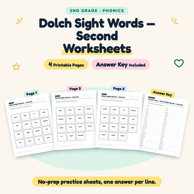 Dolch Second Grade Sight Words Worksheets | 2nd Grade — cover