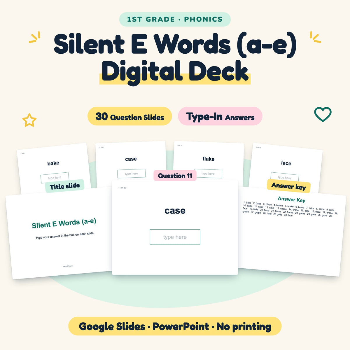 Silent E CVCe Words (a-e) Digital Activity | 1st Grade — cover