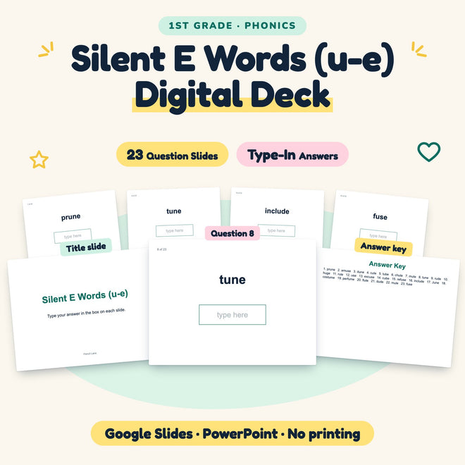 Silent E CVCe Words (u-e) Digital Activity | 1st Grade — cover