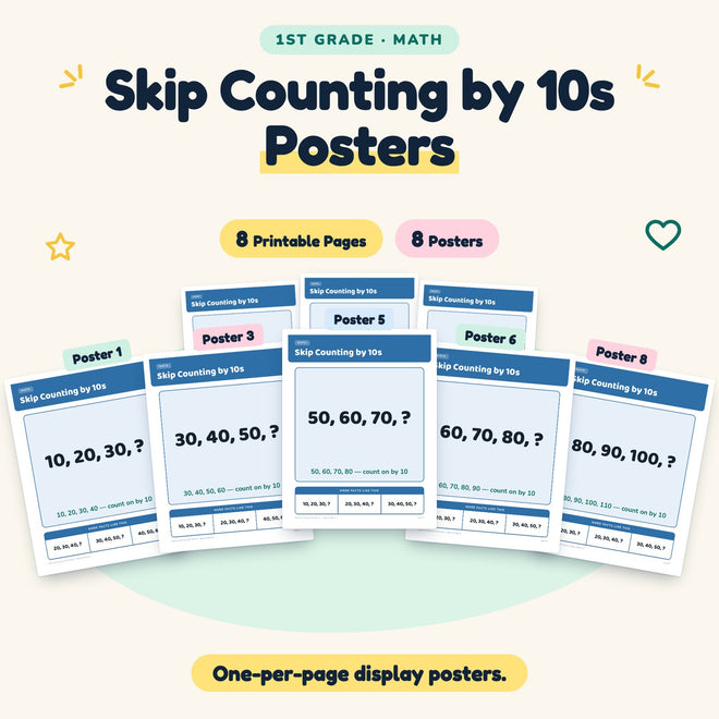 Skip Counting by 10s Posters | 1st Grade Math (8 Posters) — cover