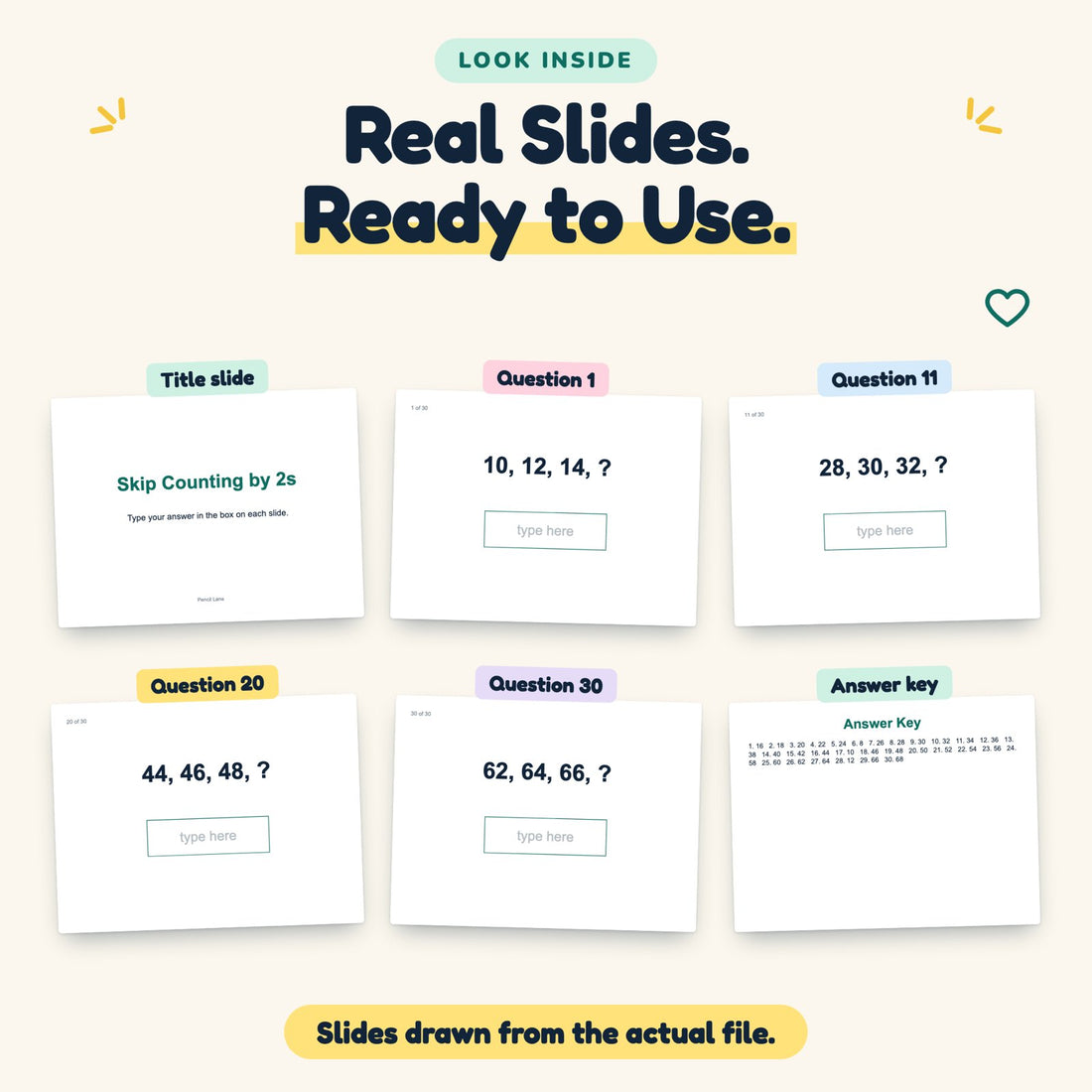 Skip Counting by 2s digital deck: look inside