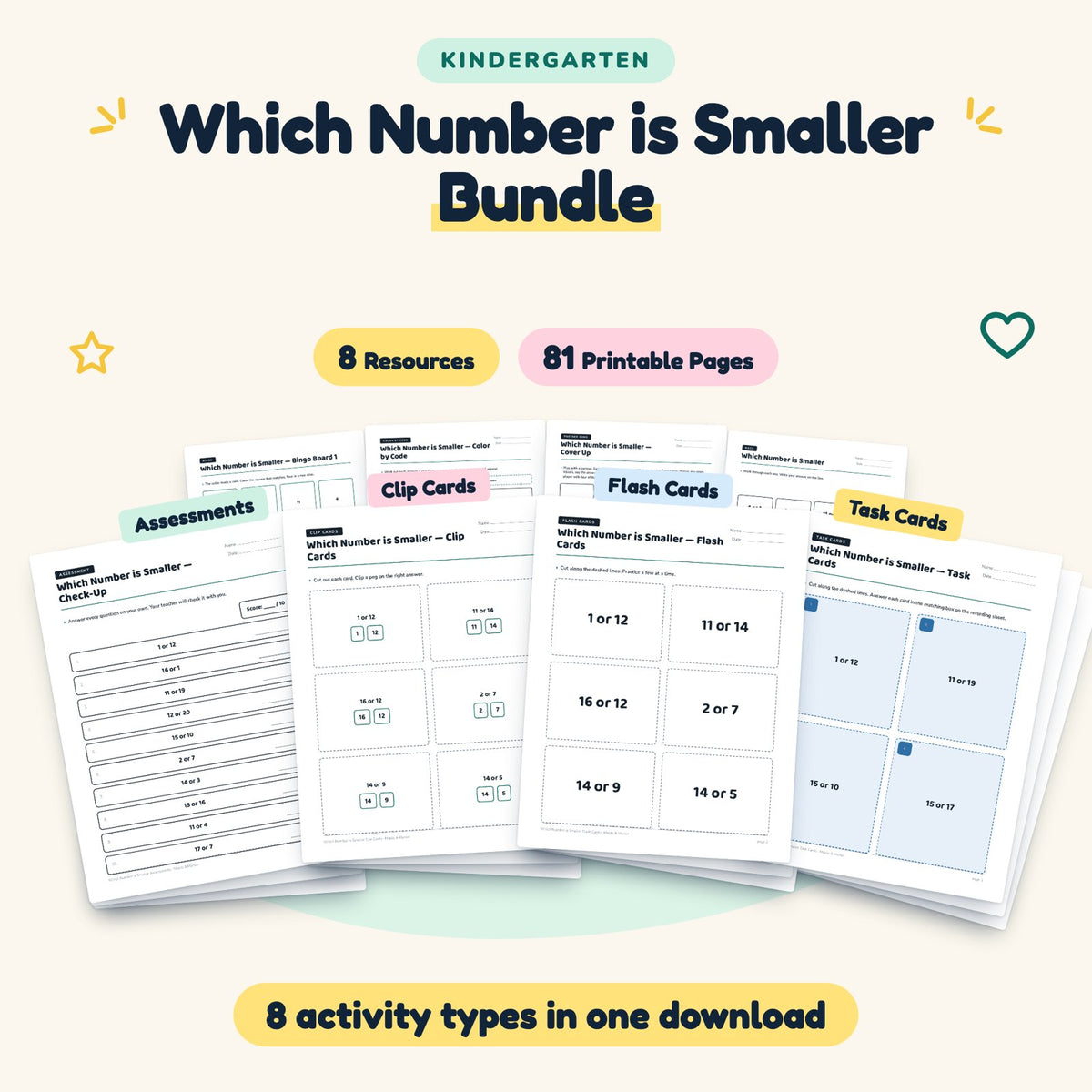 Which Number is Smaller Bundle | Kindergarten (8 Resources) — cover
