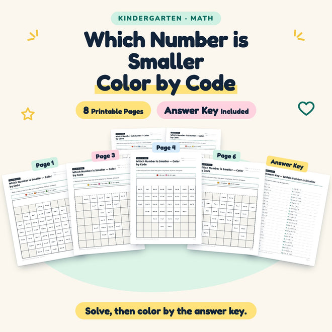 Which Number is Smaller Color by Code | Kindergarten Math — cover
