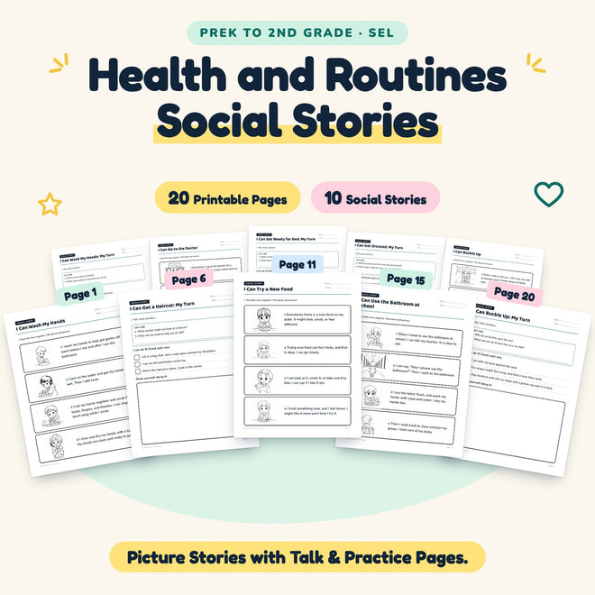 10 Health and Routines Social Stories — cover