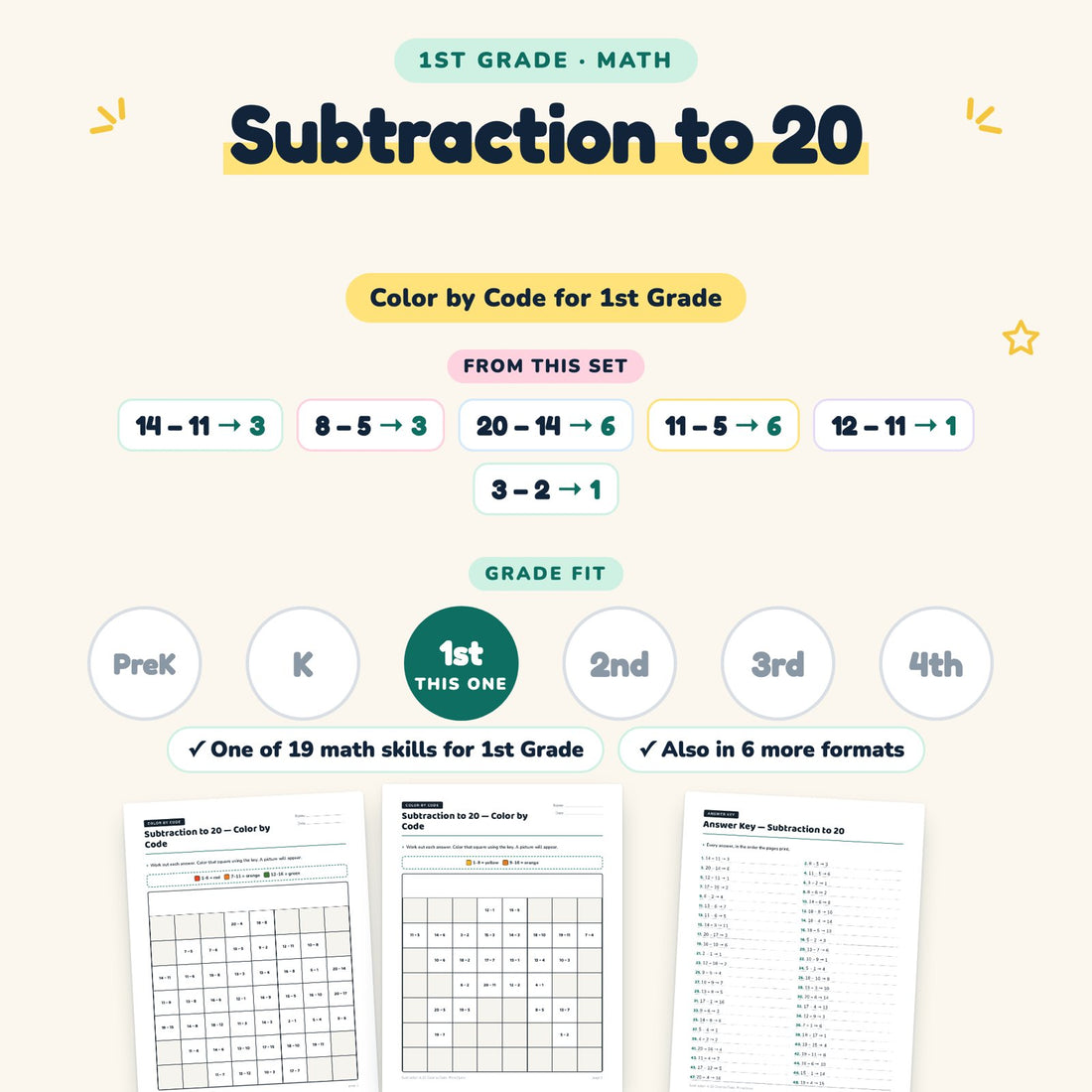 Subtraction to 20: skill and grade fit