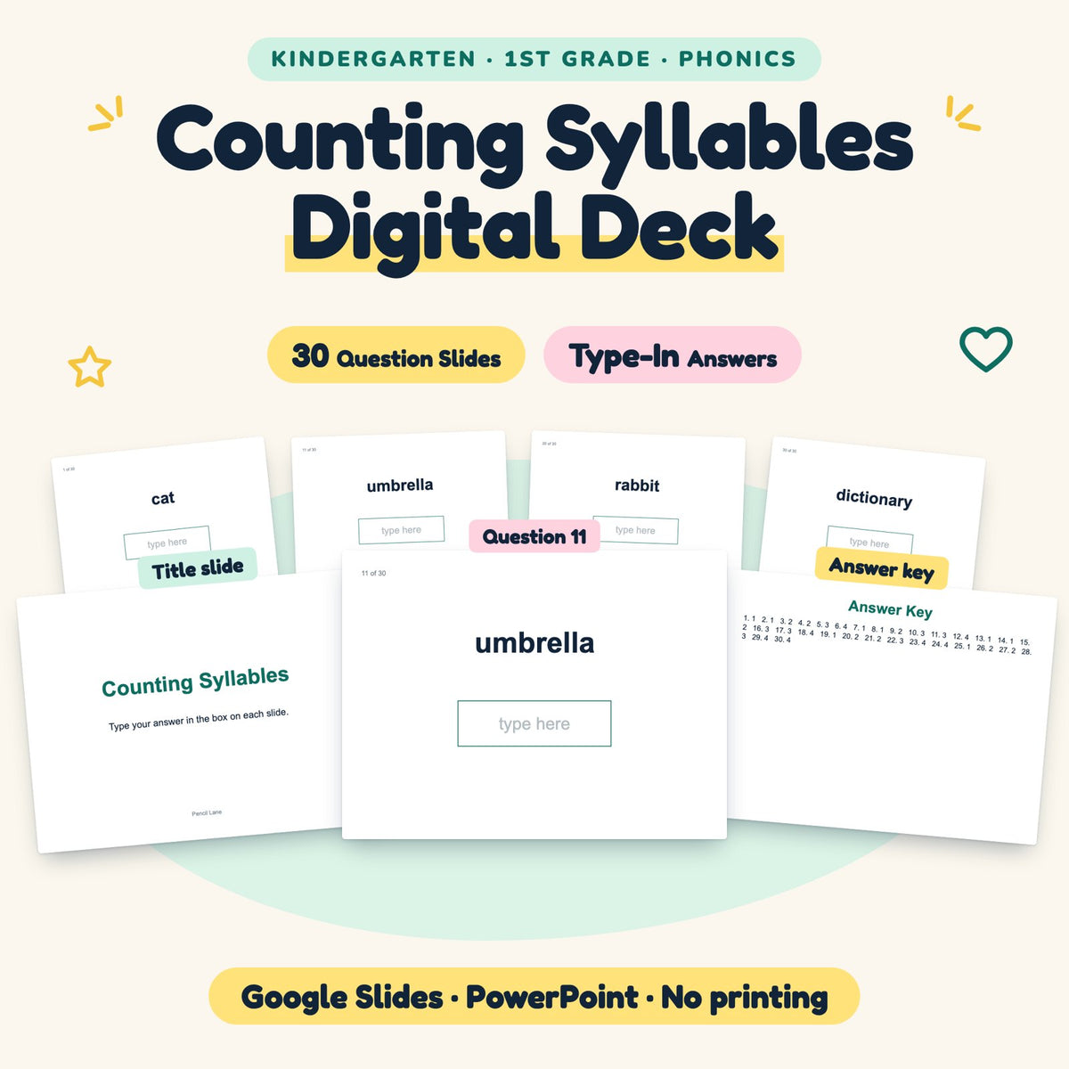 Counting Syllables Digital Activity | K–1st Grade — cover