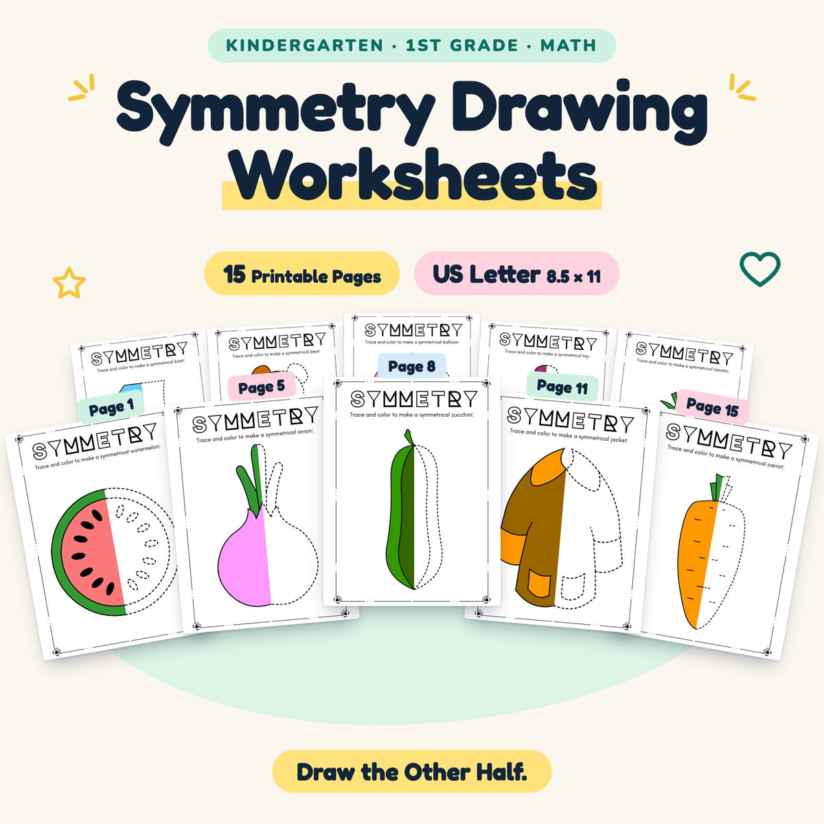 Symmetry Drawing Worksheets — cover