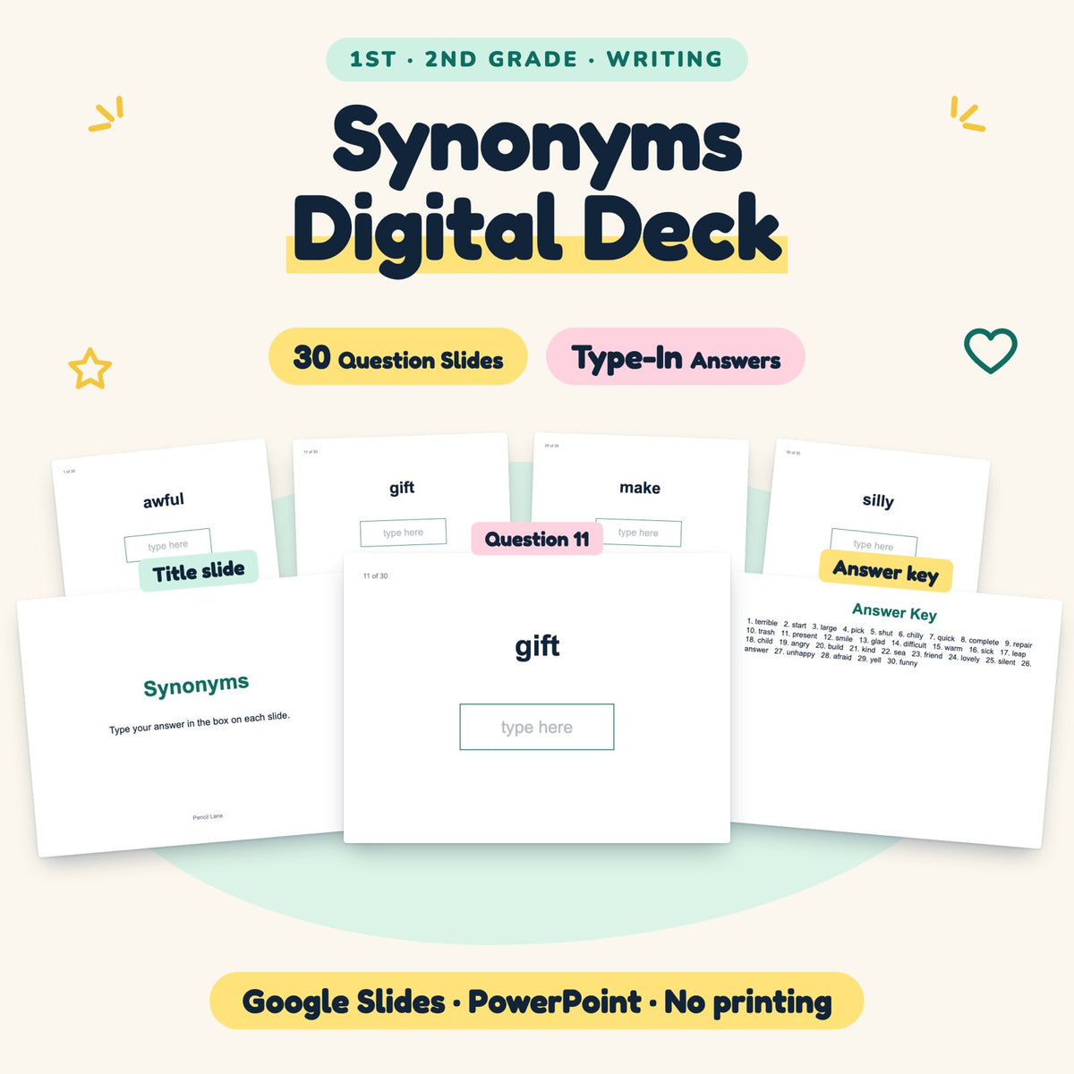 Synonyms Digital Activity | Google Slides, 1st–2nd Grade — cover