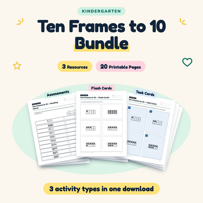 Ten Frames to 10 Bundle | Kindergarten Math (3 Resources) — cover