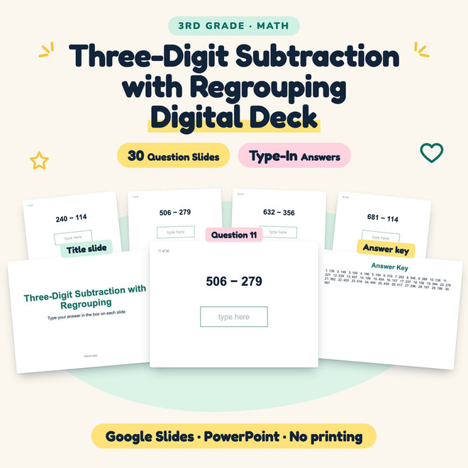 Three-Digit Subtraction with Regrouping Digital | 3rd Grade — cover