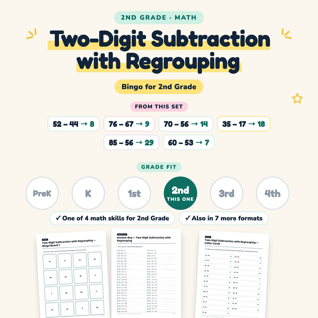 Two-Digit Subtraction with Regrouping: skill and grade fit