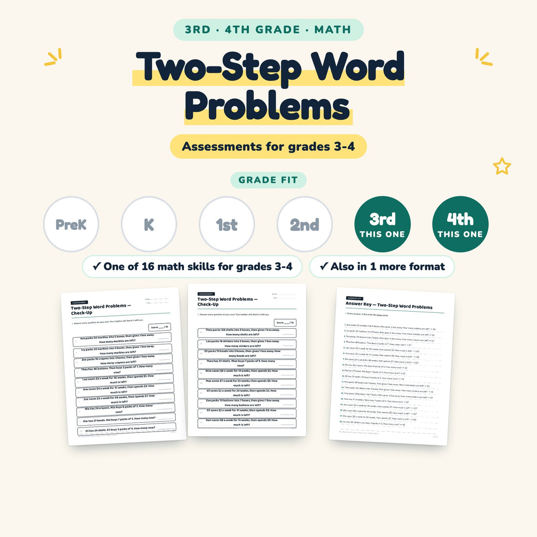 Two-Step Word Problems: skill and grade fit
