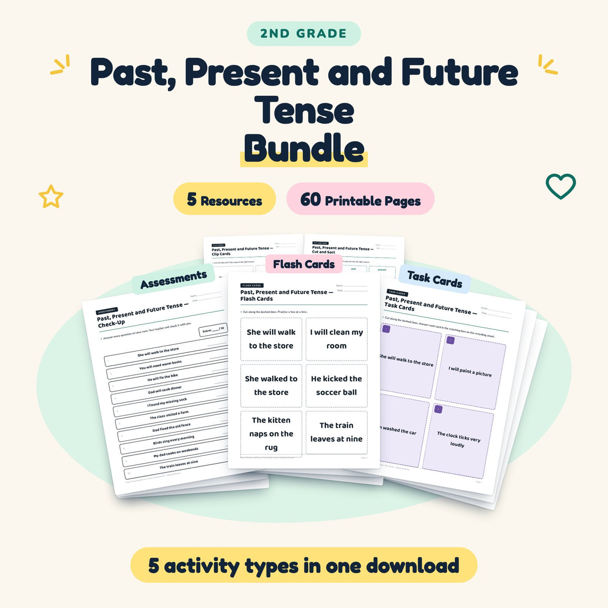 Past, Present and Future Tense Bundle | 2nd Grade Grammar — cover