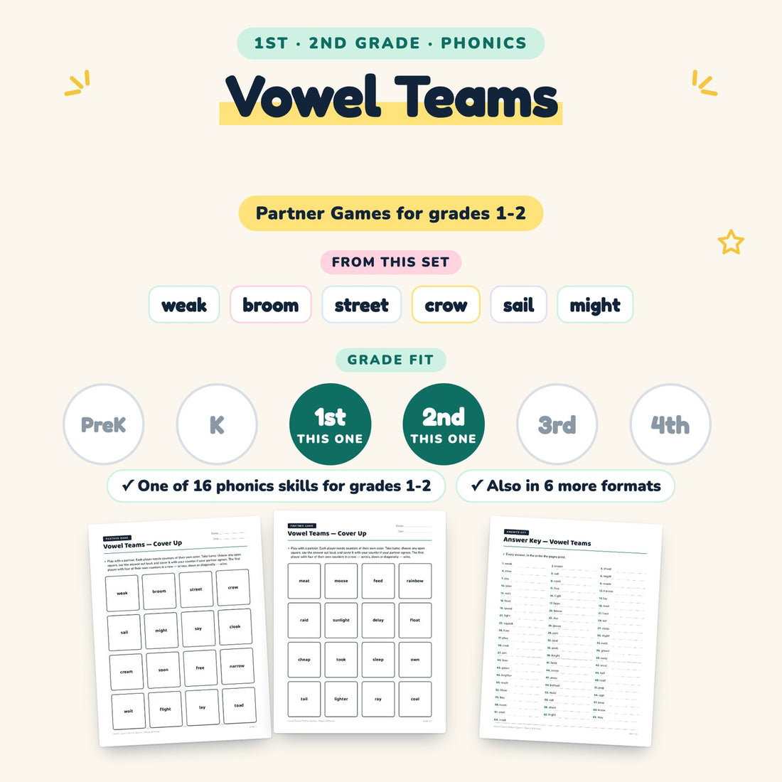 Vowel Teams: skill and grade fit