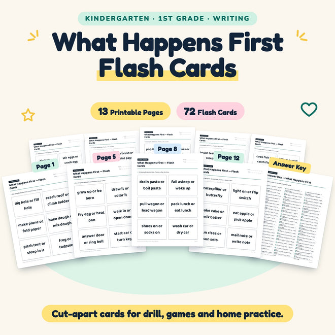What Happens First Flash Cards | K–1st Grade (28 Cards) — cover