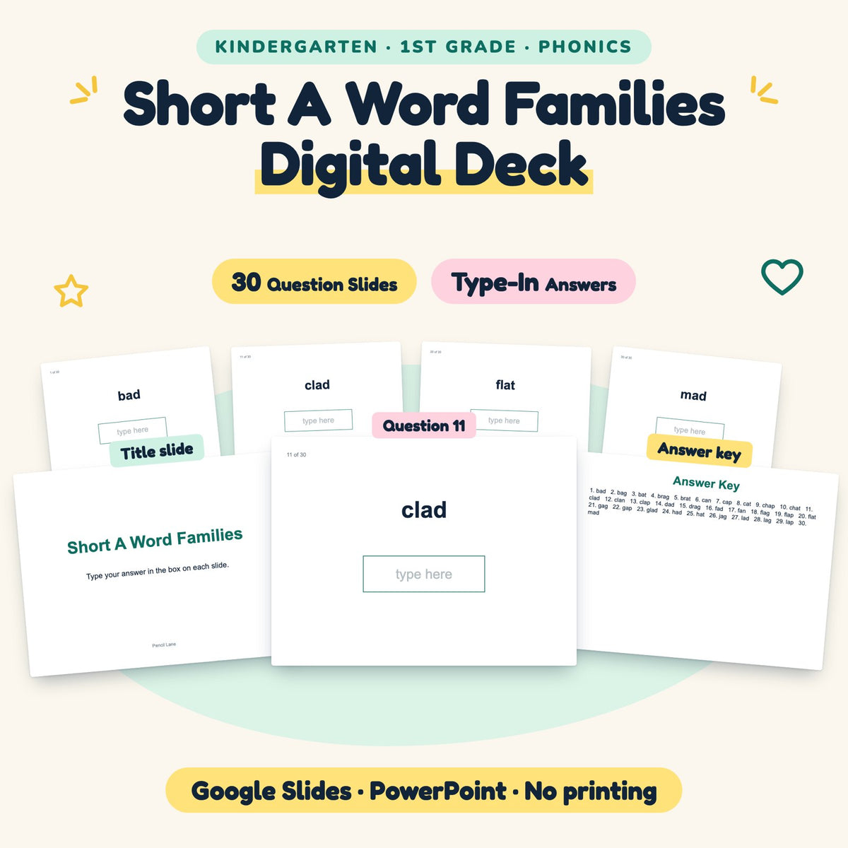 Short A Word Families Digital Activity | K–1st Grade — cover