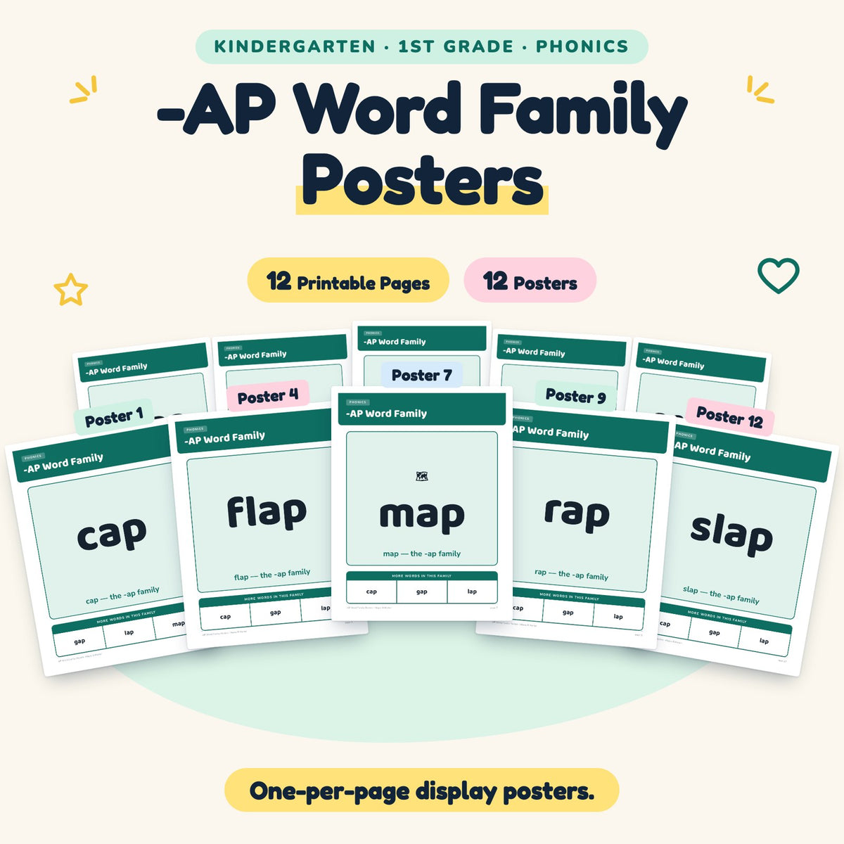 -AP Word Family Posters | K–1st Grade Phonics (5 Posters) — cover
