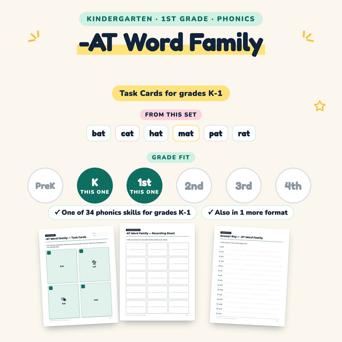 -AT Word Family: skill and grade fit