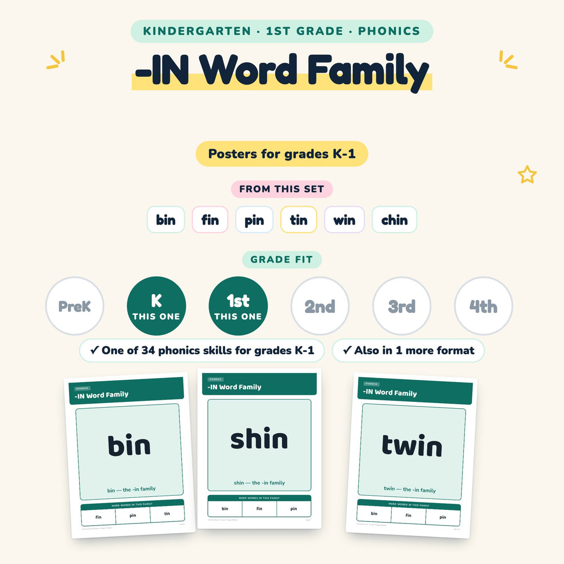 -IN Word Family: skill and grade fit