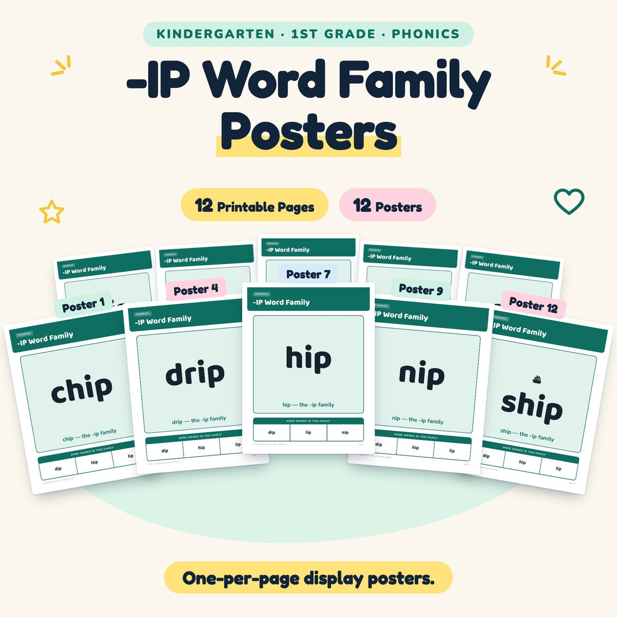 -IP Word Family Posters | K–1st Grade Phonics (8 Posters) — cover