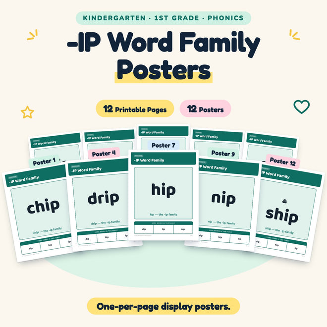 -IP Word Family Posters | K–1st Grade Phonics (8 Posters) — cover