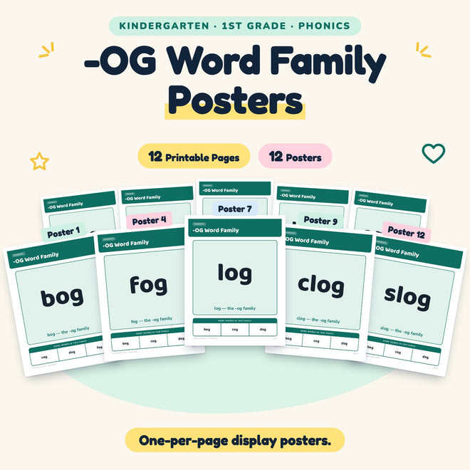-OG Word Family Posters | K–1st Grade Phonics (5 Posters) — cover