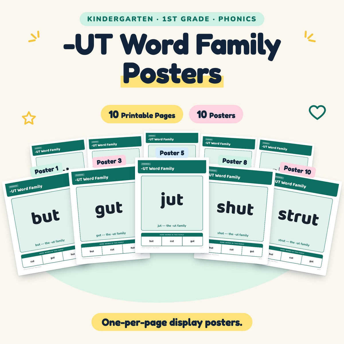 -UT Word Family Posters | K–1st Grade Phonics (5 Posters) — cover