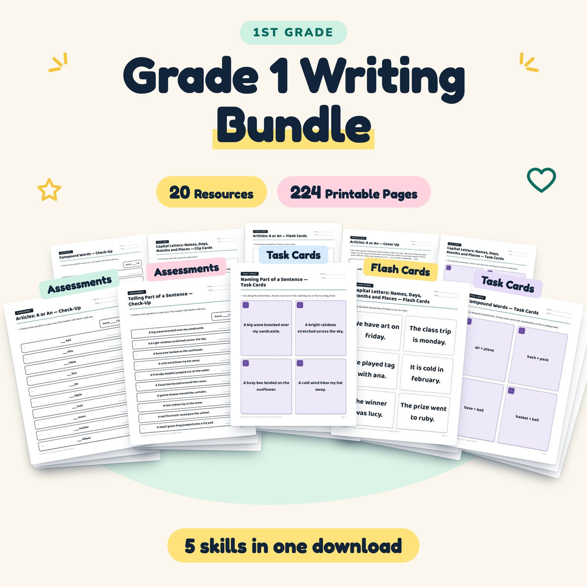 1st Grade Writing Worksheets MEGA BUNDLE (20 Resources) — cover